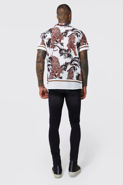 Poly Slub Tiger Print Shirt - Image 2