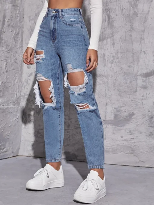 Straight leg ripped jeans - Image 4