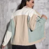 Color Block Drop Shoulder Denim Jacket