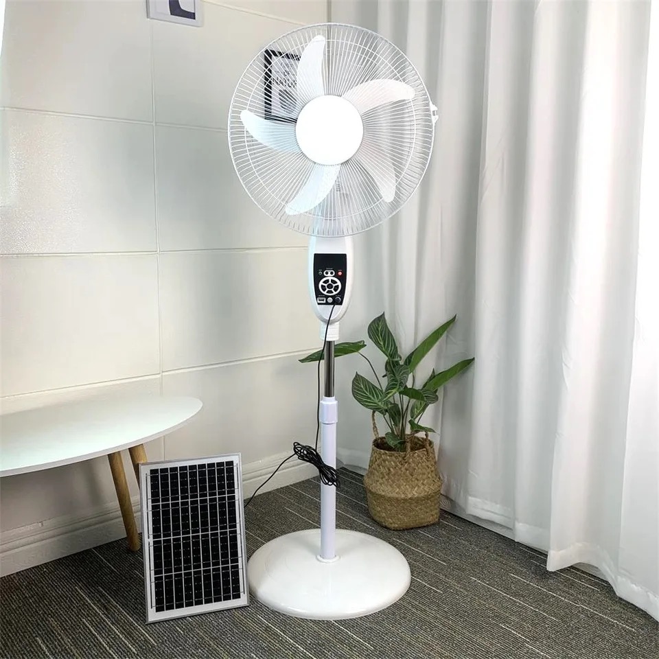 16 Inch Rechargeable Fan Built-in Battery With Solar Panel
